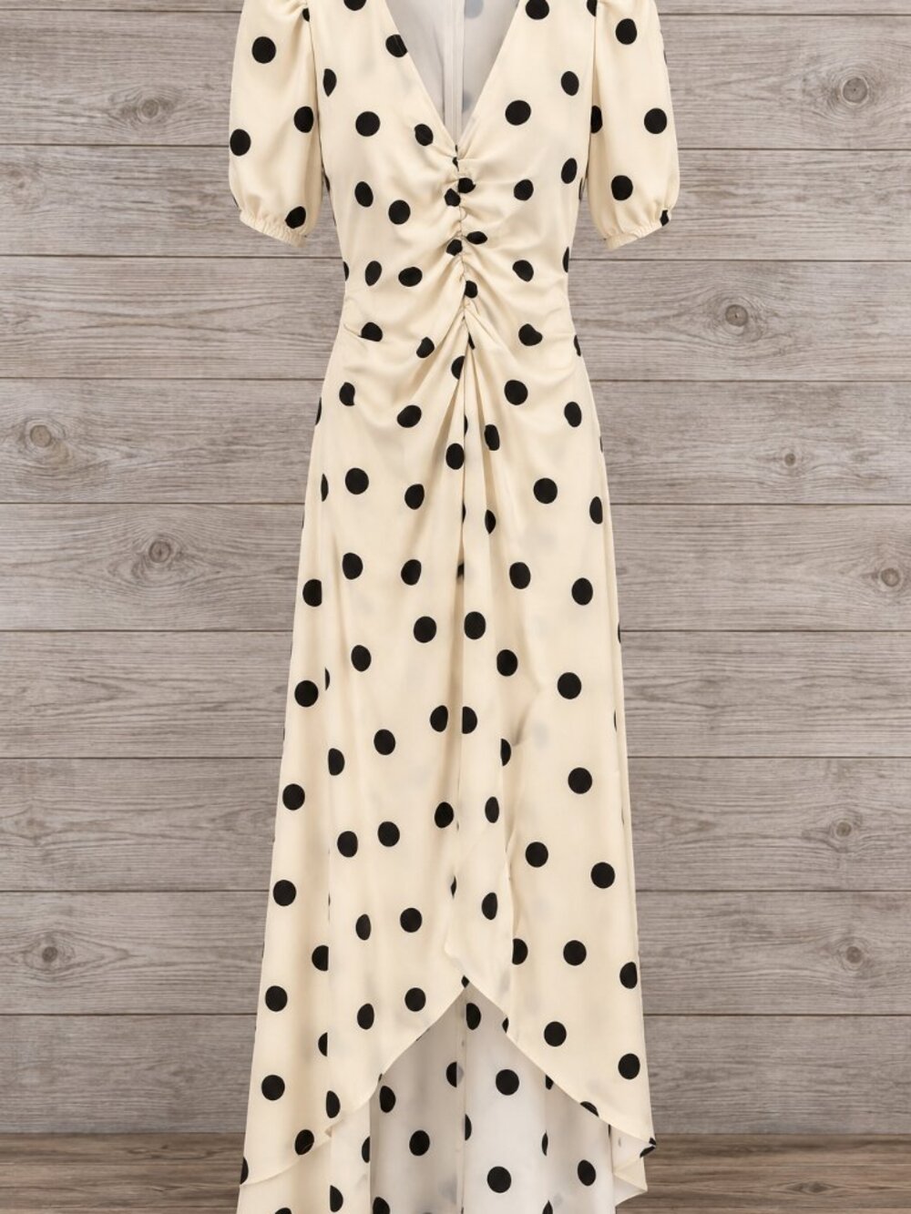 A New Day Women’s Size S Polka Dot Ruched Puff Sleeve Midi Dress